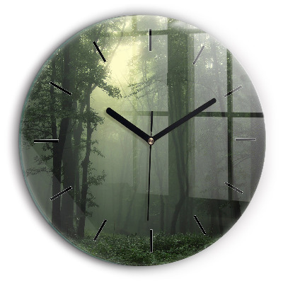 Horloge ronde 60 cm Forêt brumeuse le matin
