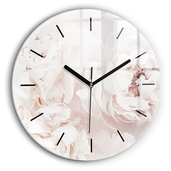 Pendule murale ronde 60 cm Fleurs de pivoine