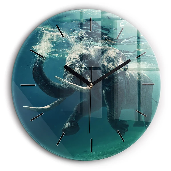 Horloge ronde murale 60 cm Éléphant flottant dans l'océan