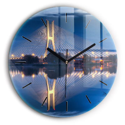 Horloge ronde en verre 60 cm Pont Rędziński Wroclaw