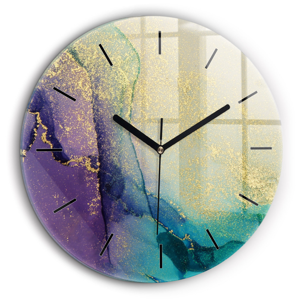 Horloge ronde en verre 60 cm Abstraction de couleur