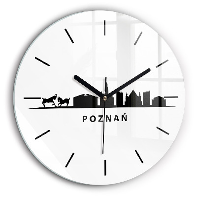 Horloge ronde 60 cm Graphique de la ligne d'horizon de Poznan