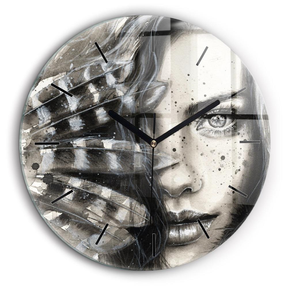 Horloge ronde murale 60 cm Portrait peint