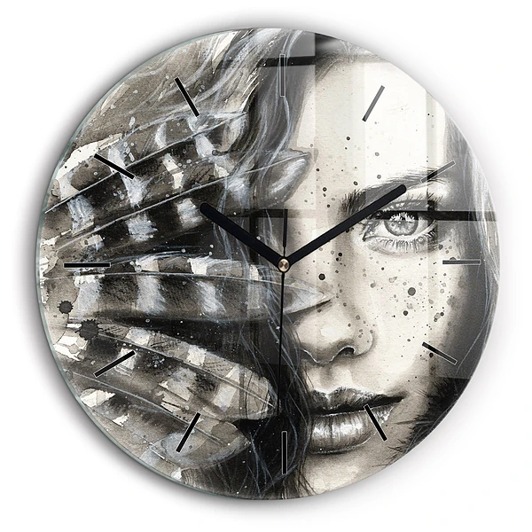 Horloge ronde murale 60 cm Portrait peint