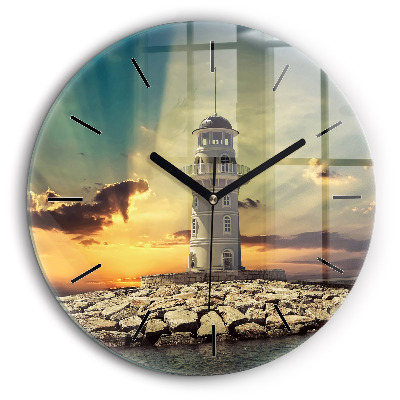 Pendule murale ronde 60 cm Phare sur l'eau