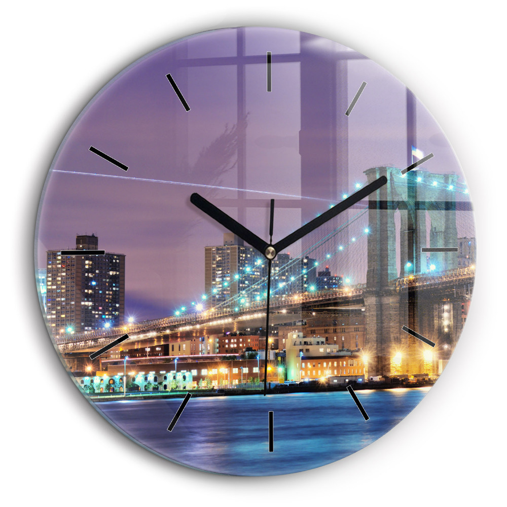 Horloge ronde 60 cm Pont de Brooklyn et East River