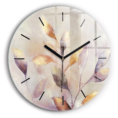 Horloge ronde 60 cm Feuilles abstraites boho