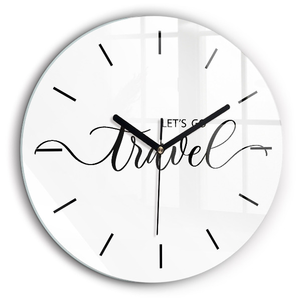 Horloge ronde en verre 60 cm Inscription de voyage