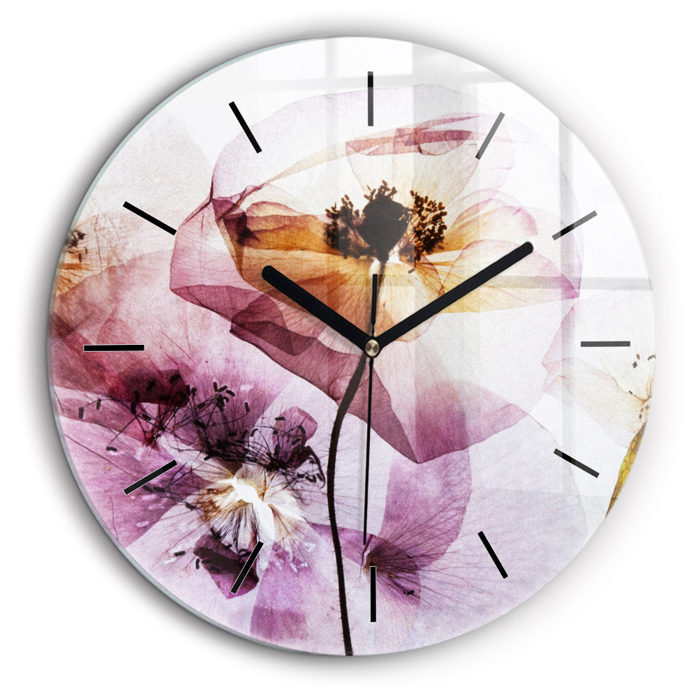 Horloge ronde 60 cm Fleurs de pavot sèches