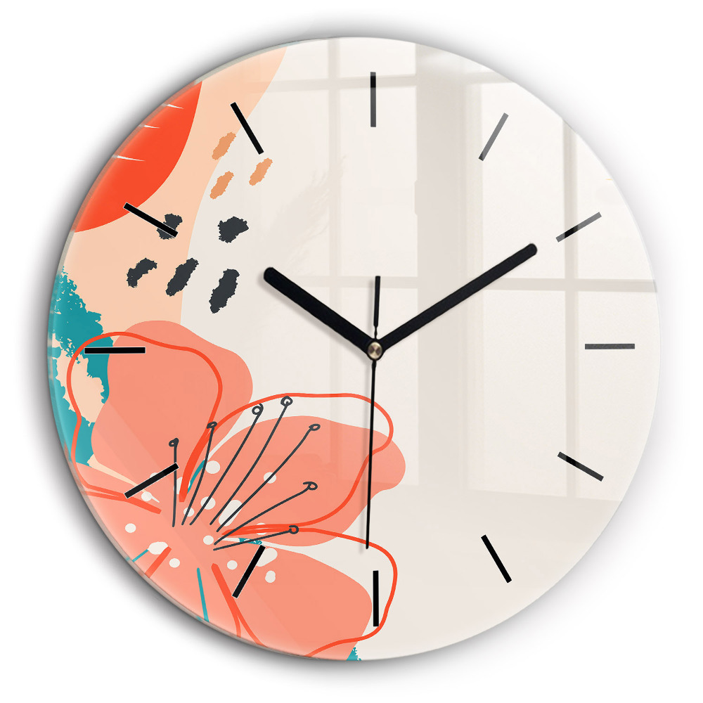 Horloge ronde en verre 60 cm Plantes hawaïennes
