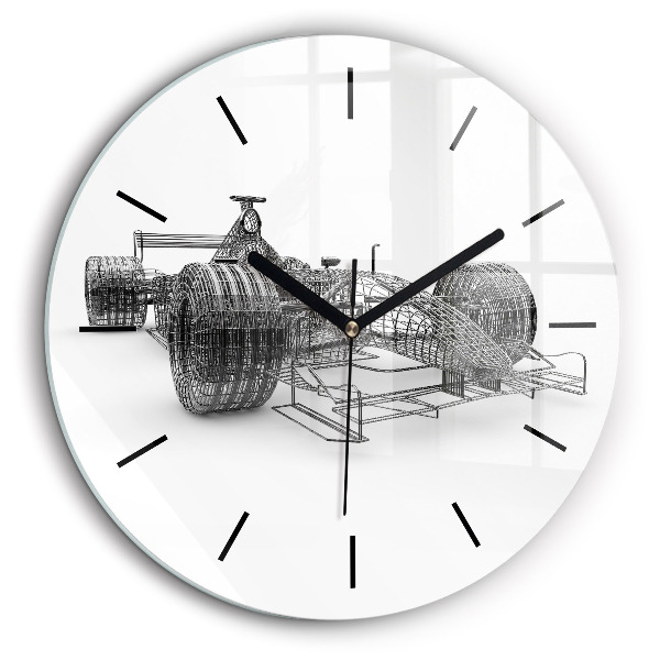 Horloge ronde en verre 60 cm Structure d'une voiture de F1