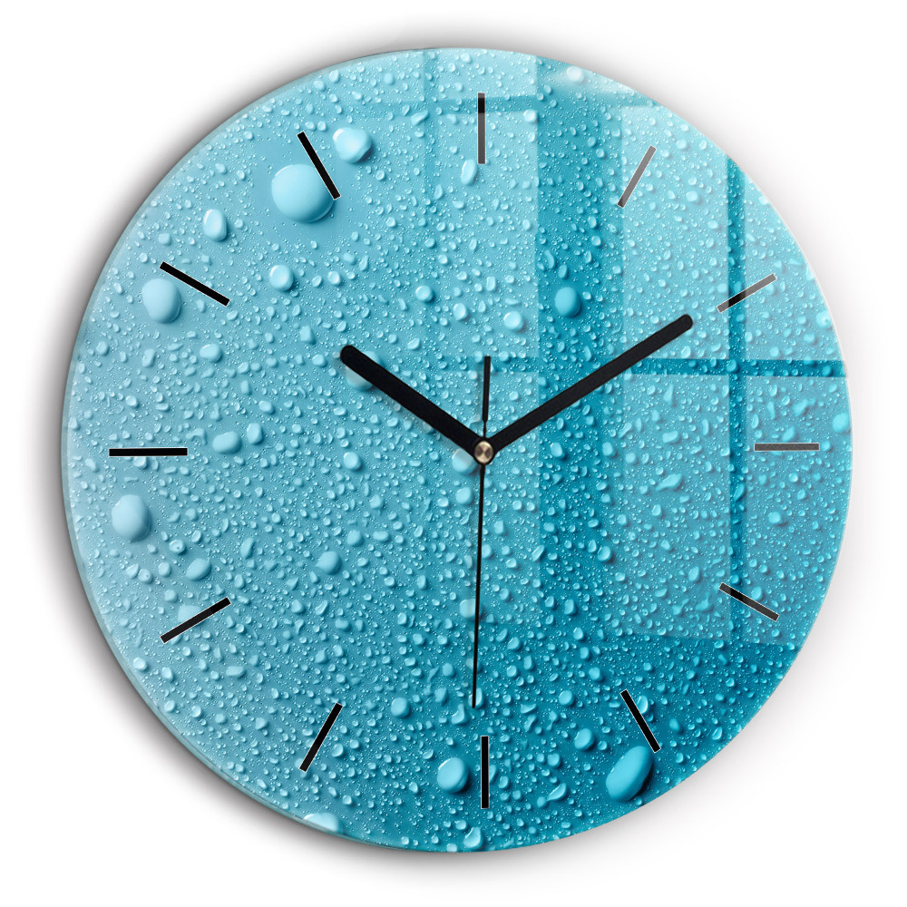 Pendule murale ronde 60 cm Gouttes d'eau sur verre