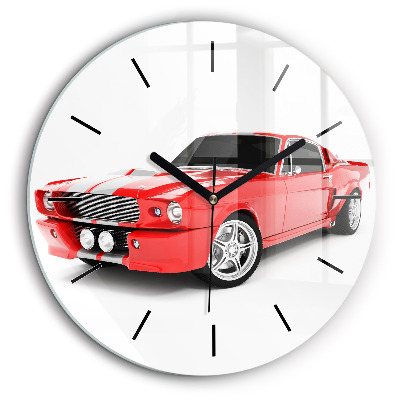 Horloge ronde en verre 60 cm Voiture de sport