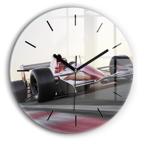 Horloge ronde en verre 60 cm Voiture de course sportive