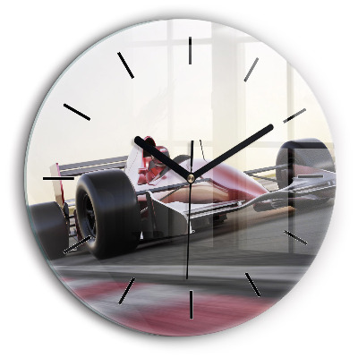 Horloge ronde en verre 60 cm Voiture de course sportive