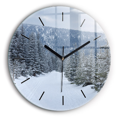 Pendule murale ronde 60 cm Montagnes géantes de Bohême en hiver