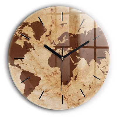 Pendule murale ronde 60 cm Carte du monde ancienne