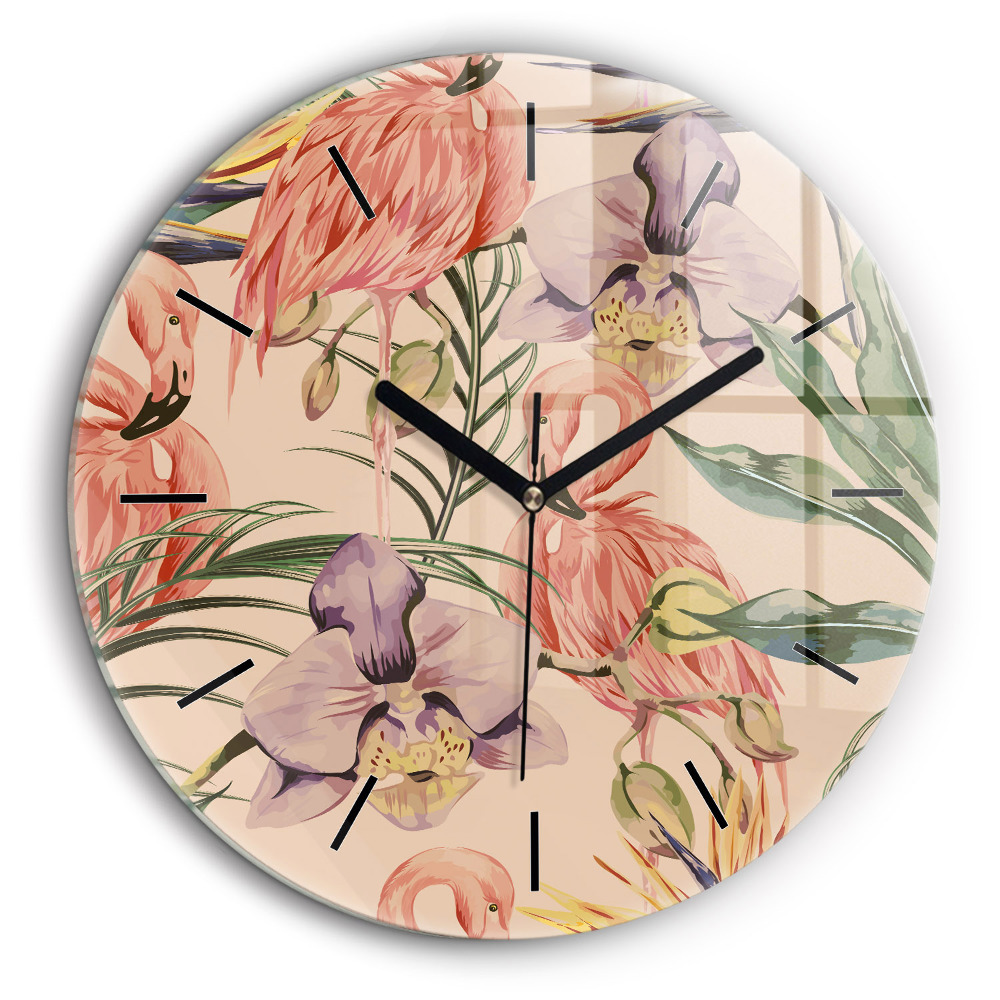 Horloge ronde murale 60 cm Feuilles de palmier tropicales