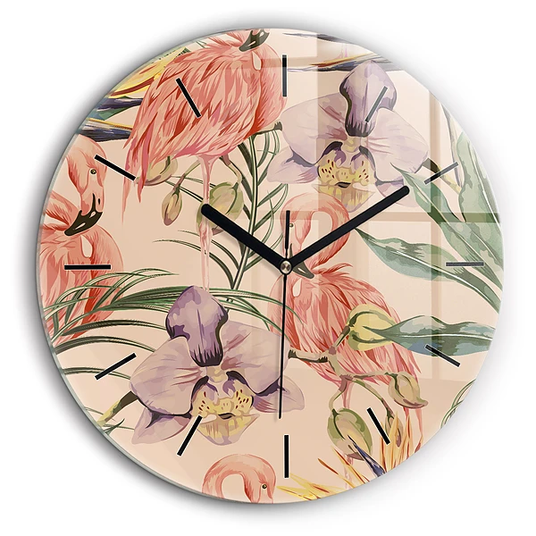 Horloge ronde murale 60 cm Feuilles de palmier tropicales