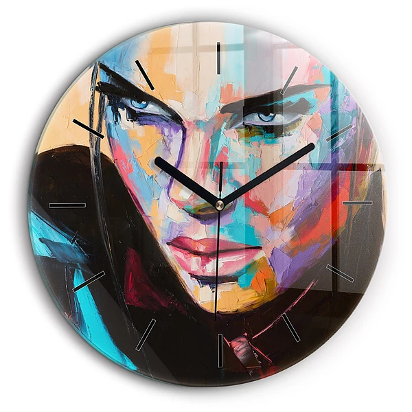 Pendule murale ronde 60 cm Portrait d'une femme