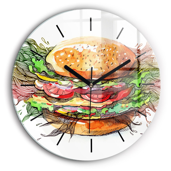 Pendule murale ronde 60 cm Hamburger au fromage XXL