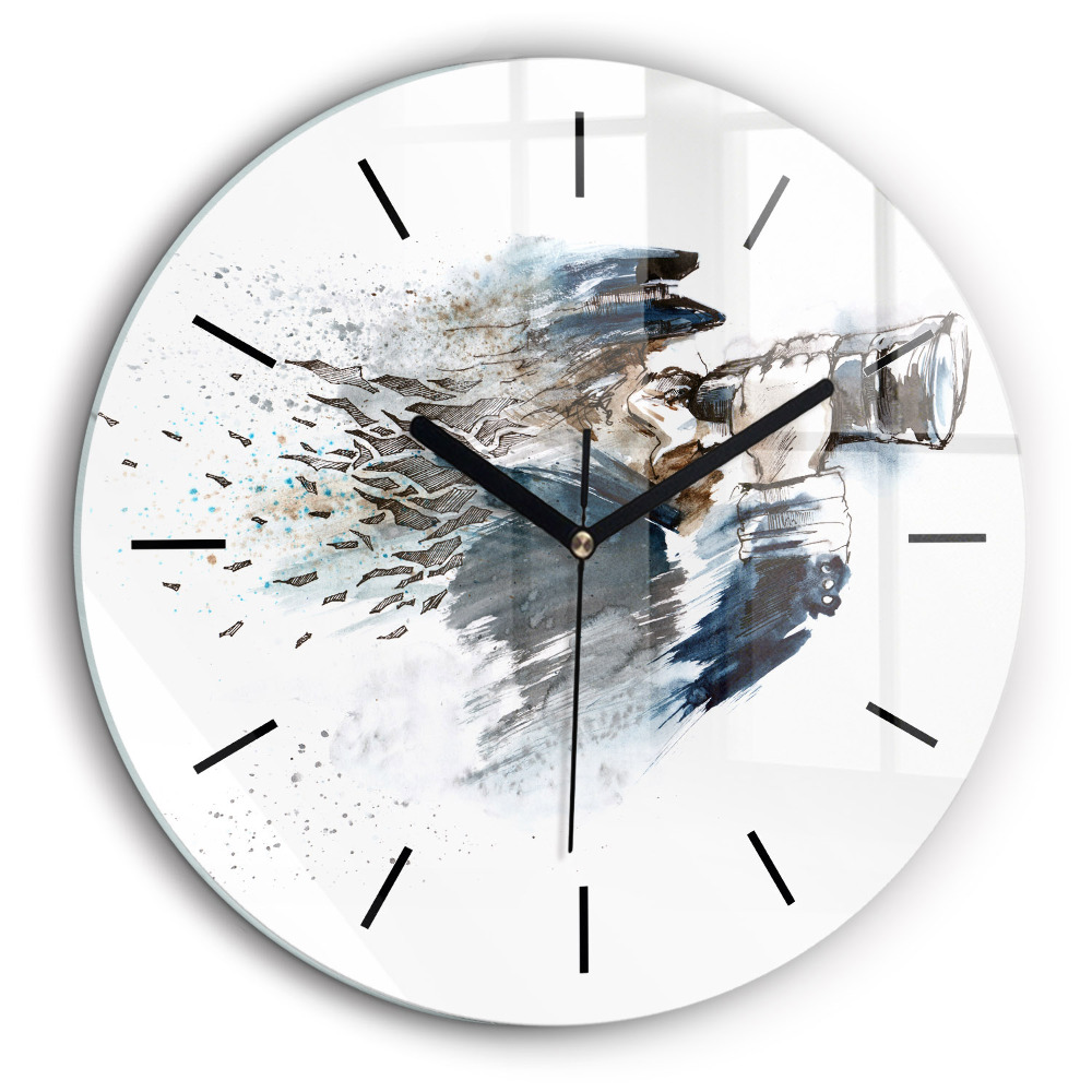 Horloge ronde en verre 60 cm Capitaine avec jumelles