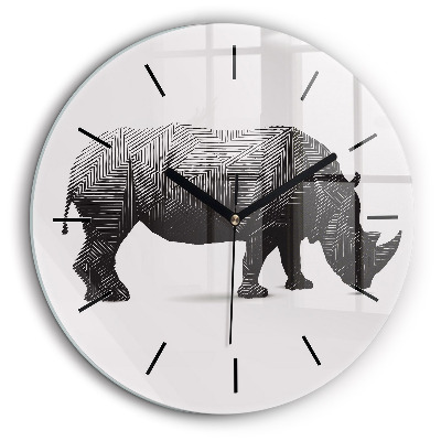 Horloge ronde 60 cm Rhinocéros - dessin au trait