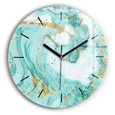 Horloge ronde en verre 60 cm Texture de marbre