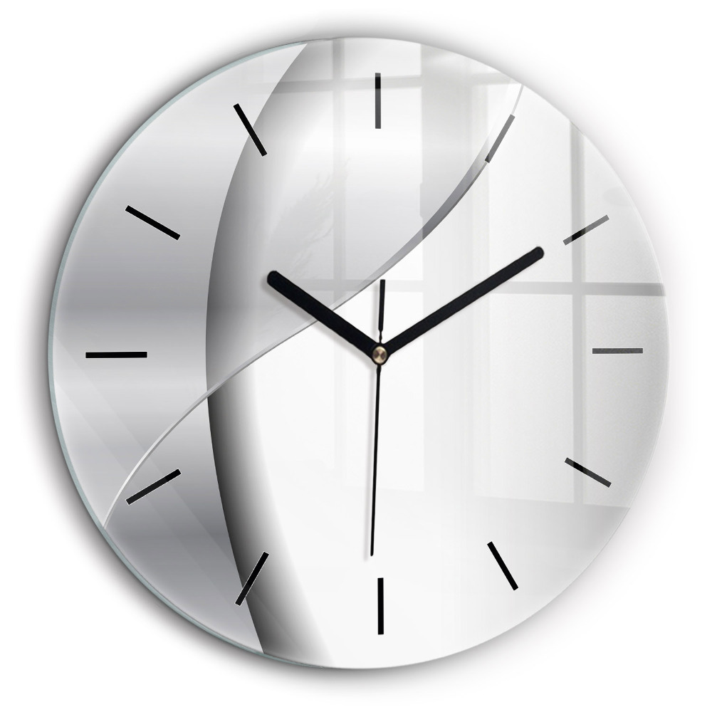 Horloge ronde en verre 60 cm Abstraction argentée