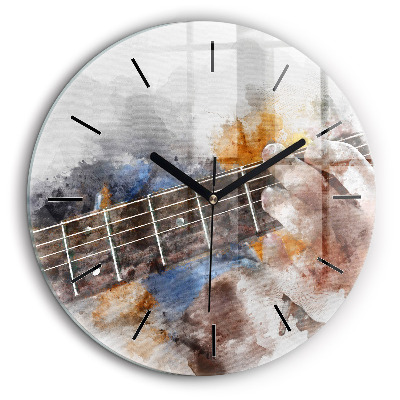 Horloge ronde en verre 60 cm Graphique d'une guitare