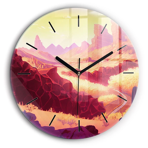 Horloge ronde en verre 60 cm Désert de l'Arizona