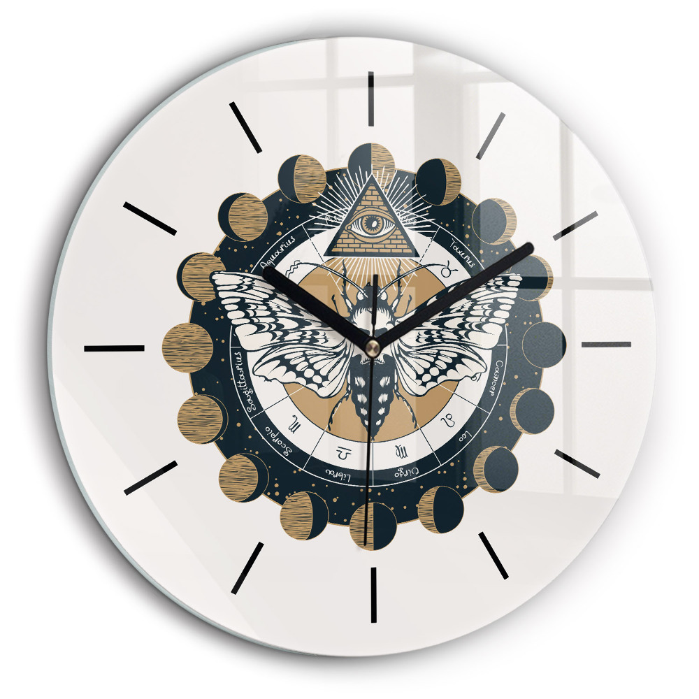 Horloge ronde 60 cm Phases de la lune et œil