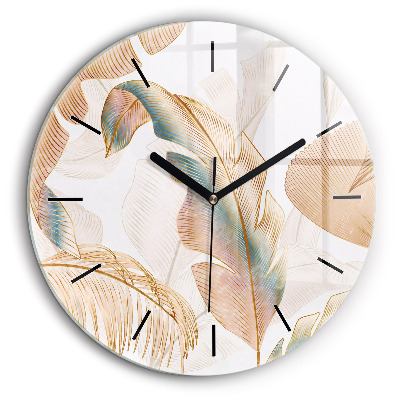 Horloge ronde murale 60 cm Motif de feuilles de la nature