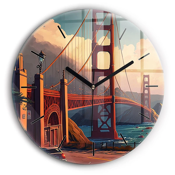 Horloge ronde en verre 60 cm Pont à San Francisco