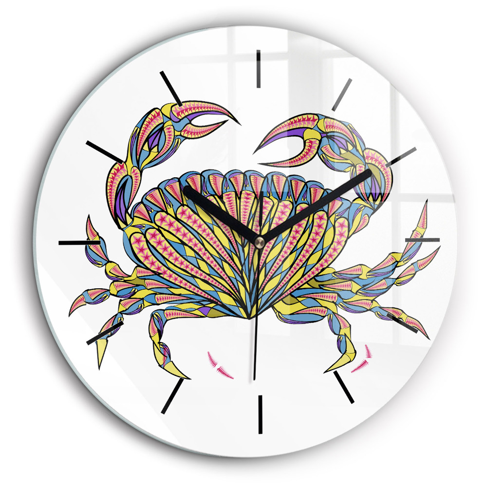 Horloge ronde en verre 60 cm Crabe ethnique