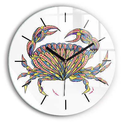 Horloge ronde en verre 60 cm Crabe ethnique