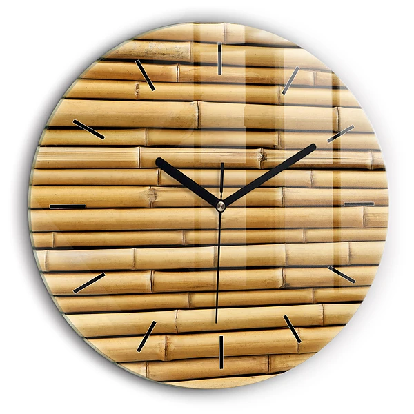 Horloge ronde en verre 60 cm Poteaux en bambou
