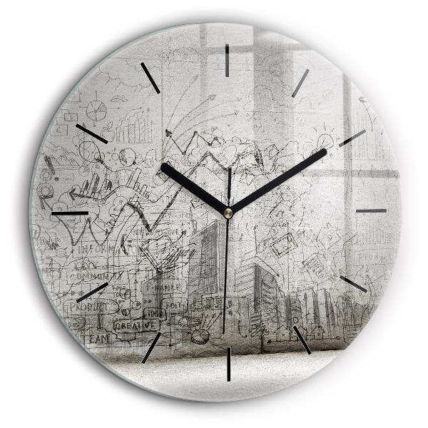 Horloge ronde murale 60 cm Croquis urbain