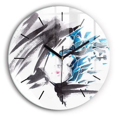 Horloge ronde 60 cm Visage abstrait d'une femme