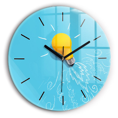 Horloge ronde en verre 60 cm Dessin d'ampoule