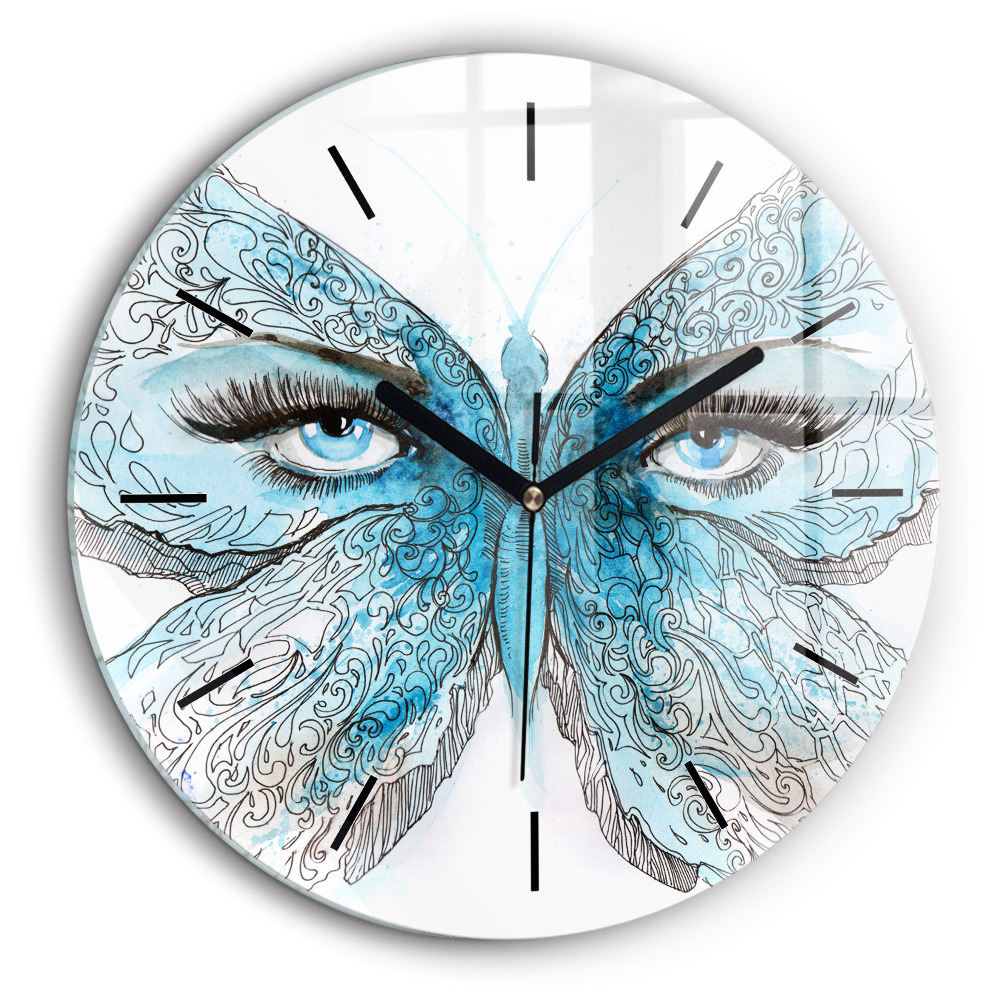 Pendule murale ronde 60 cm Visage en forme de papillon