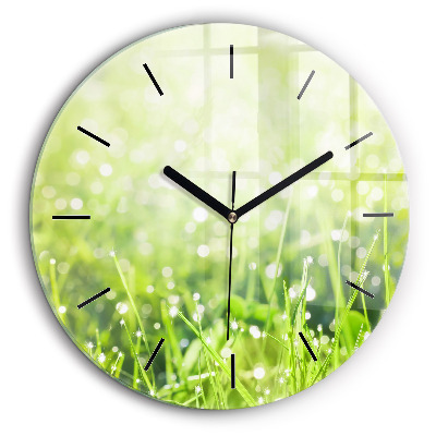 Horloge ronde murale 60 cm Herbe verte
