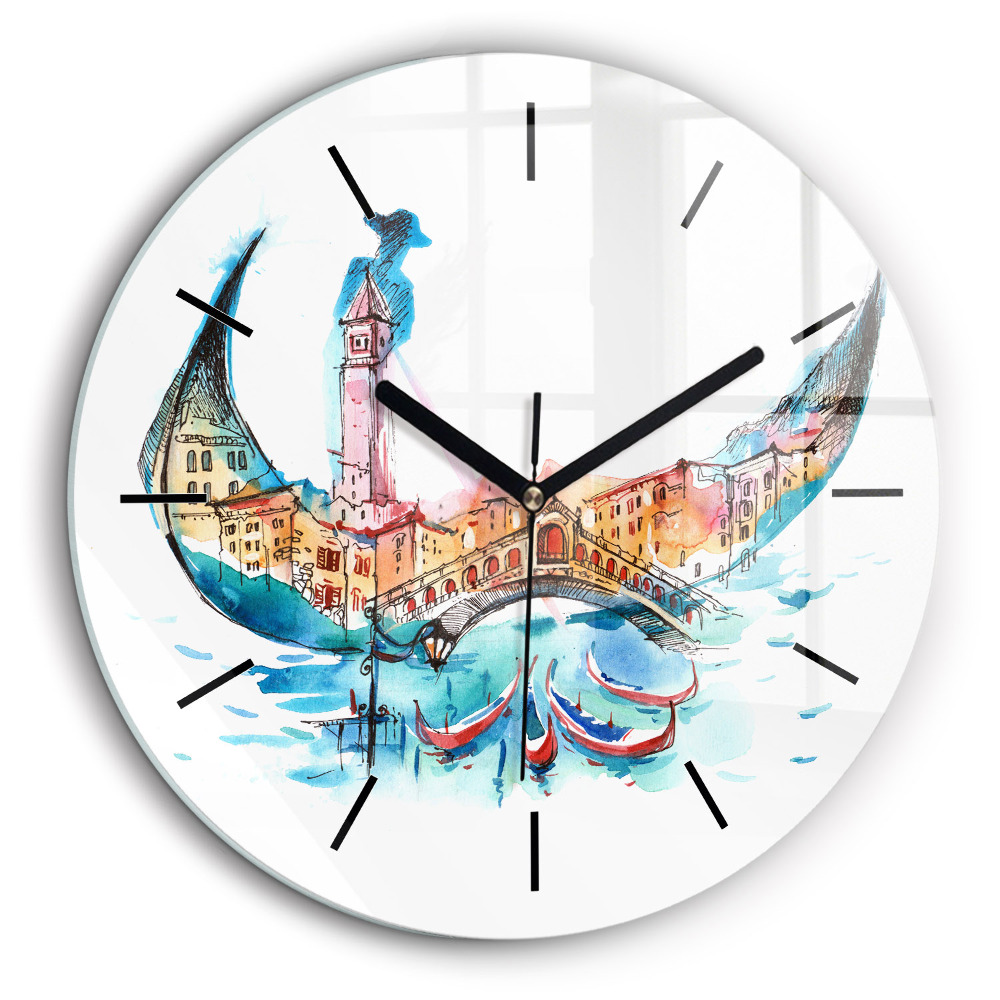 Horloge ronde en verre 60 cm Italie - La gondole vénitienne