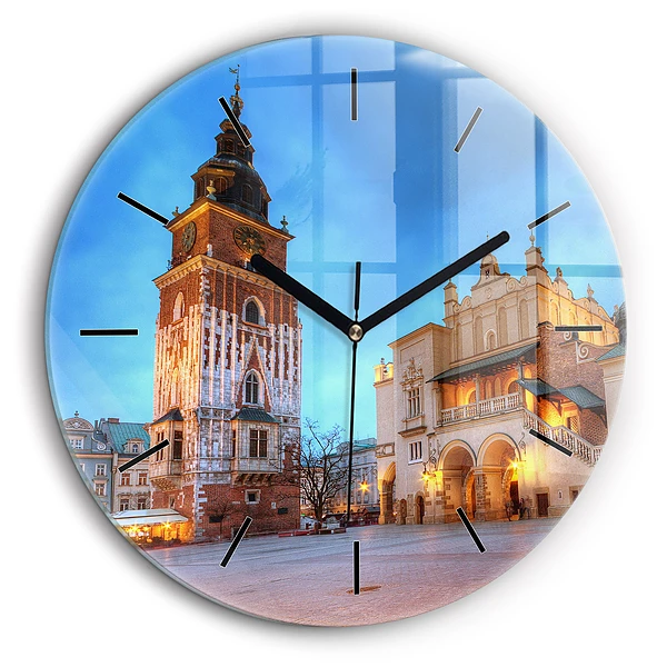 Horloge ronde en verre 60 cm Place du marché principal à Cracovie