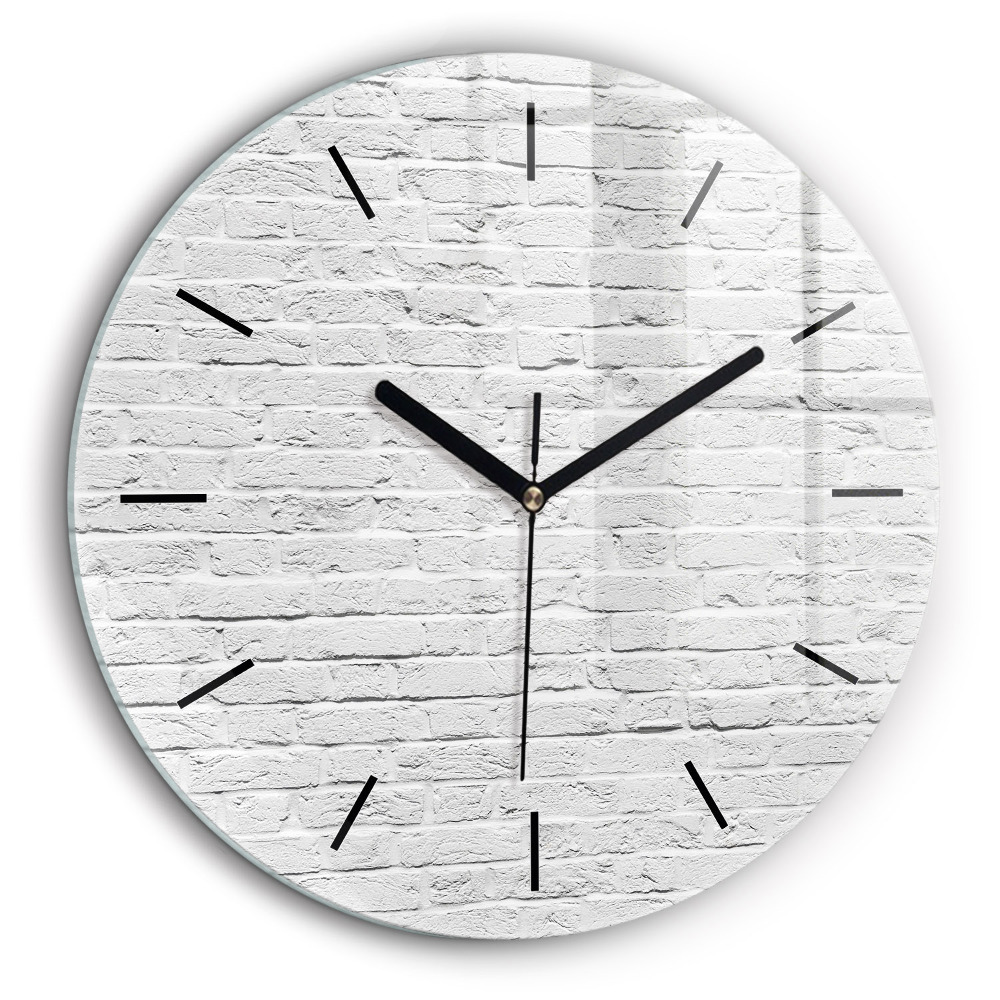 Horloge ronde en verre 60 cm Mur de briques claires