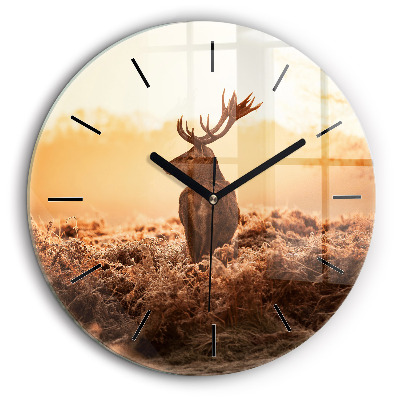 Horloge ronde murale 60 cm Cerf au lever du soleil