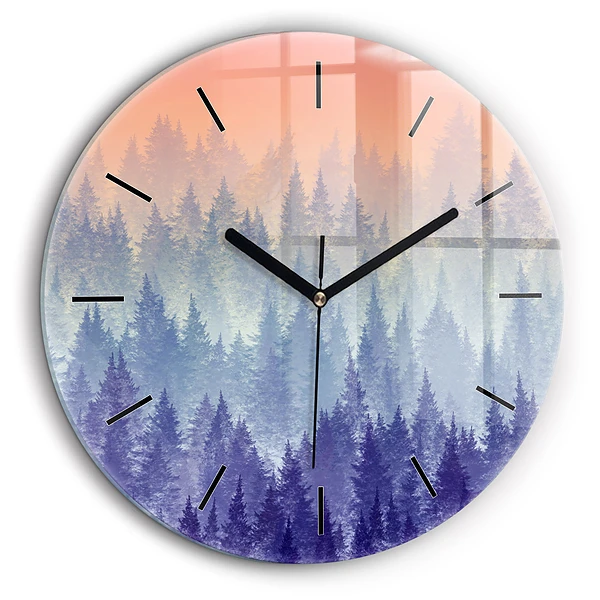 Pendule murale ronde 60 cm Forêt dans la brume