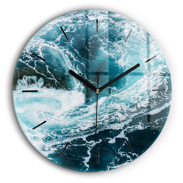 Horloge ronde murale 60 cm Vagues écumantes et tourbillonnantes