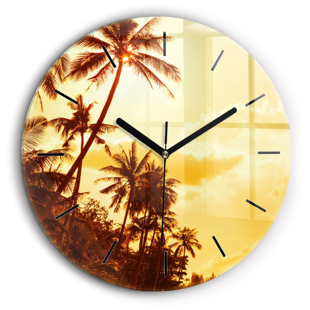 Horloge ronde 60 cm Palmiers ensoleillés