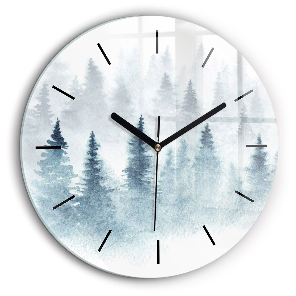 Pendule murale ronde 60 cm Forêt d'hiver